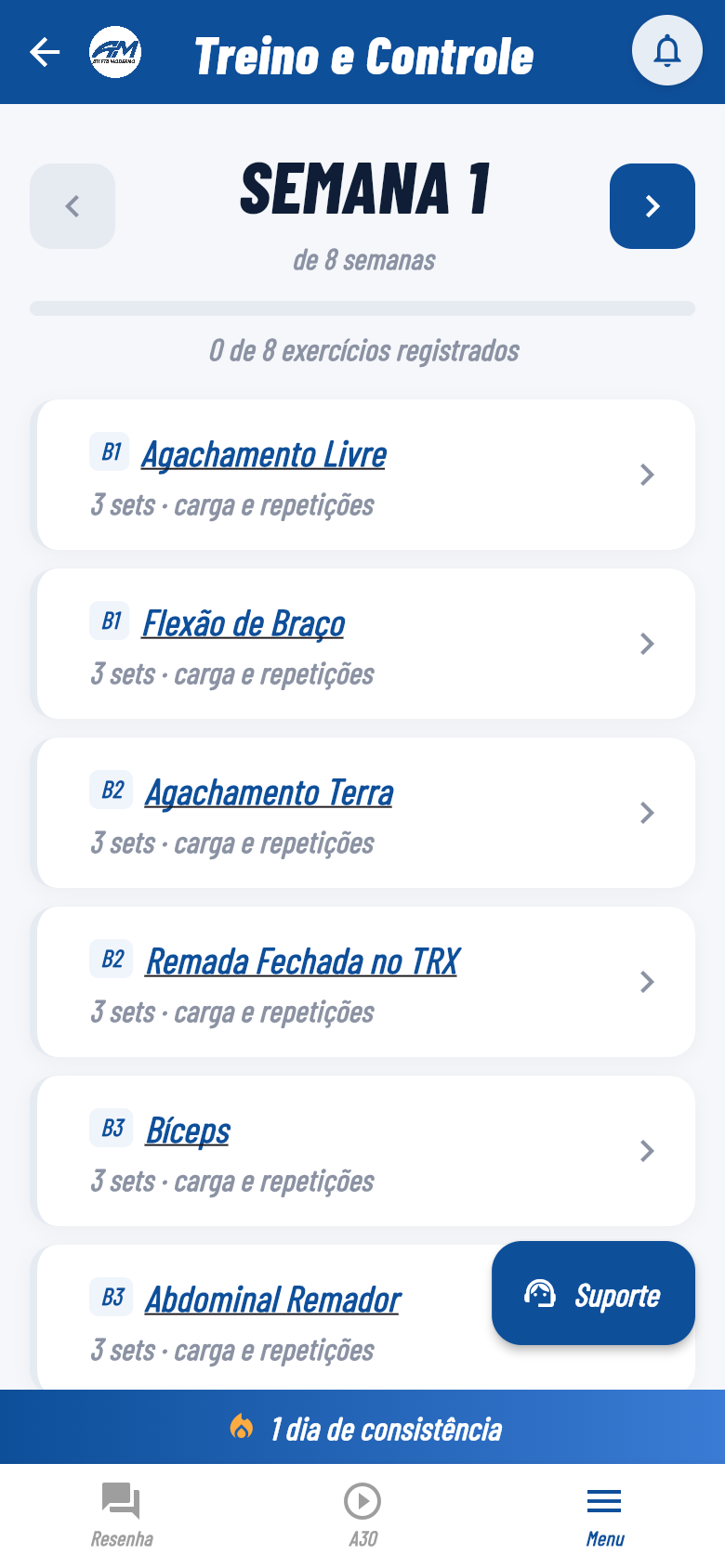 Treino inteligente no app Atleta Moderno