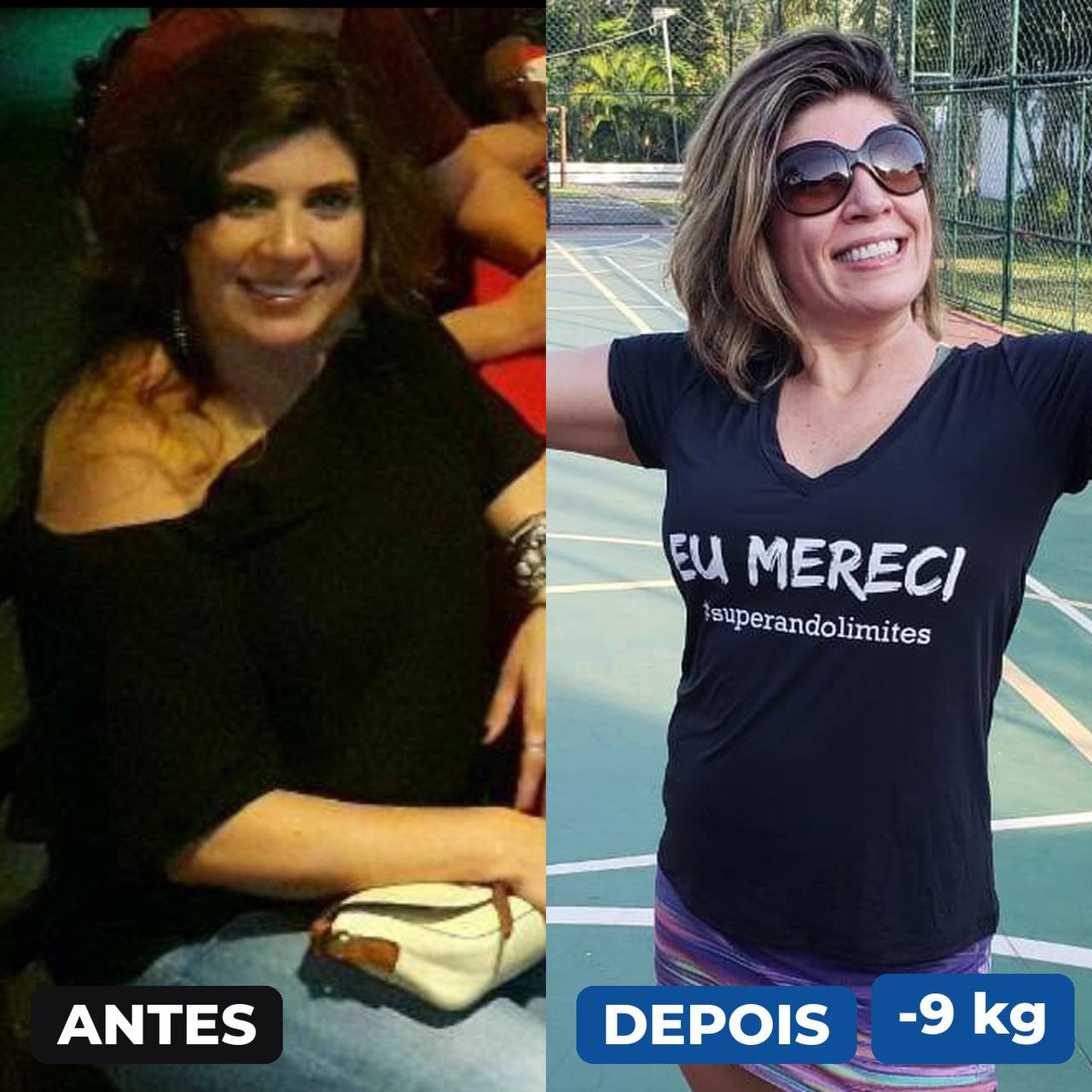 Antes e depois de aluna que emagreceu e recuperou a disposição